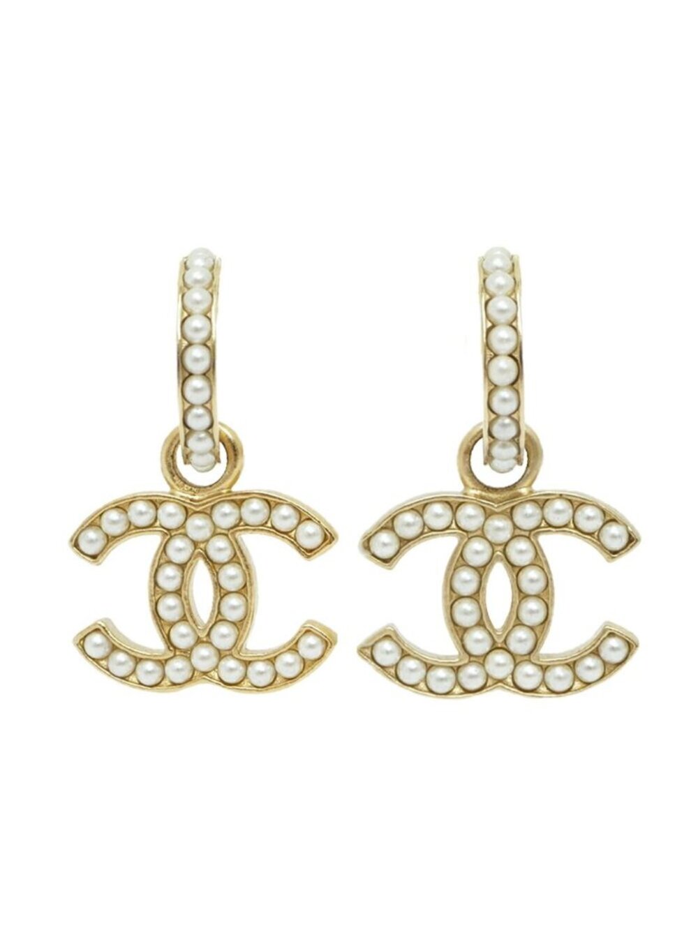 Chanel Pearl Earrings CC Logo Gold